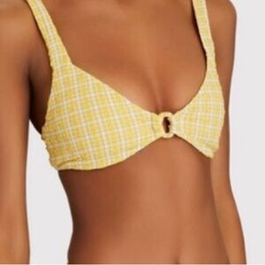 Jonathan Simkhai Yellow Checkered Bikini Top